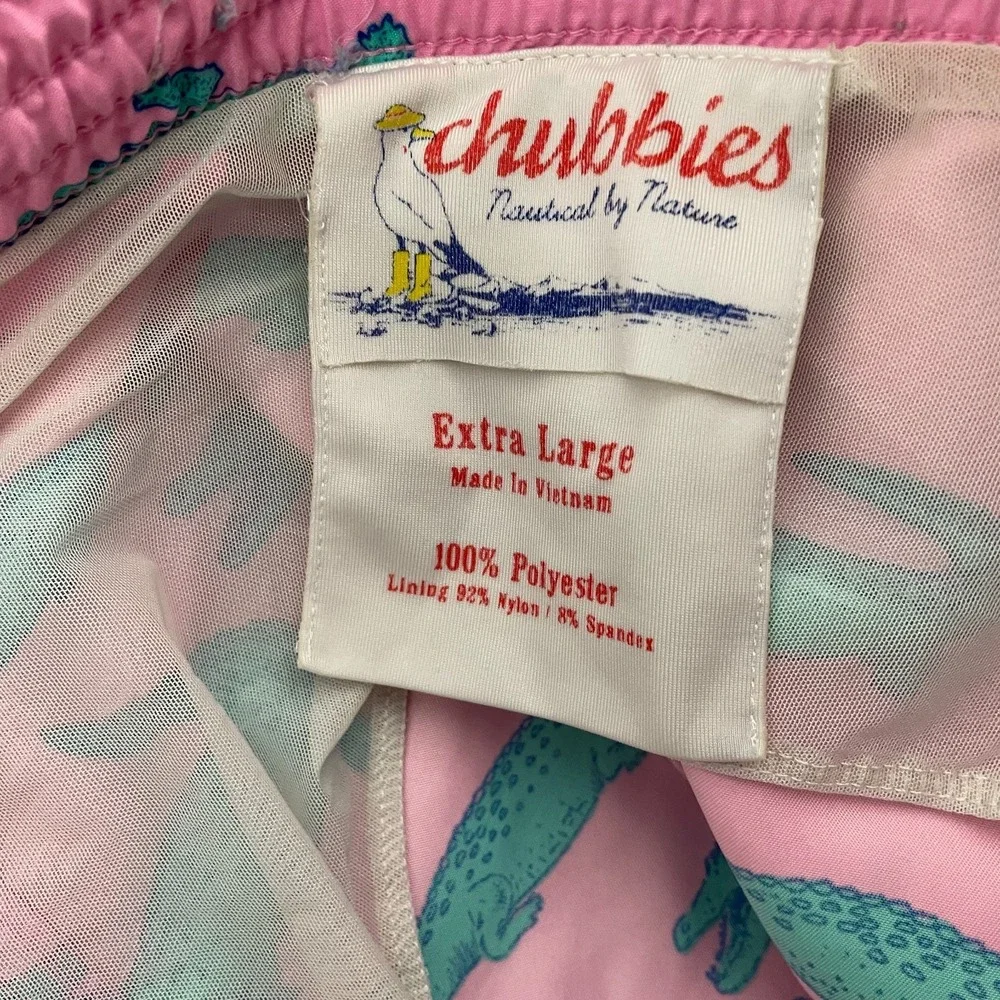 Chubbies The Glades Swim Trunks Men XL Pink Alligator Lined Shorts